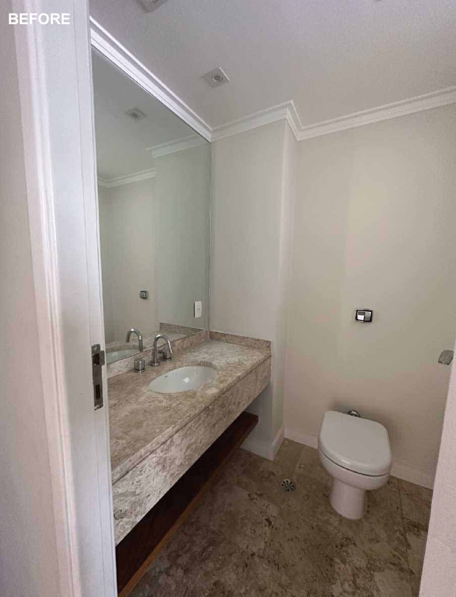 Before photo of a renovated bathroom.