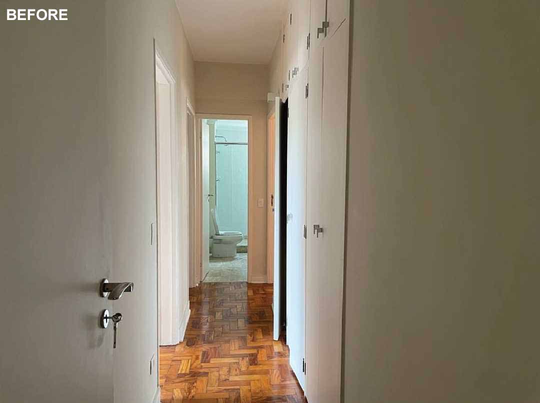 Before photos of a renovated hallway