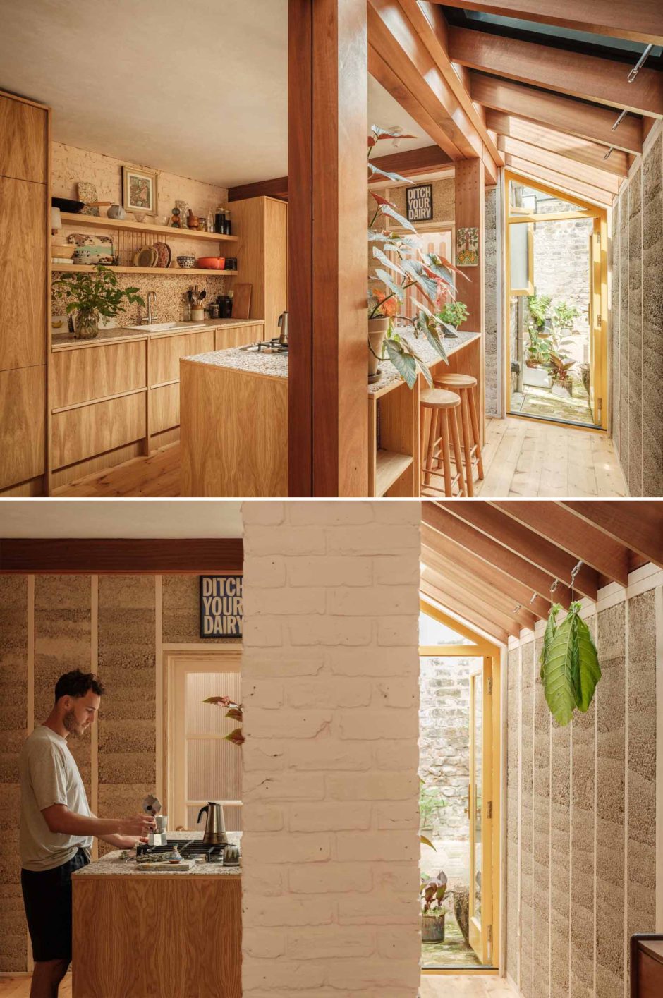 Hempcrete Walls Are On Display Inside This Home's New Extension