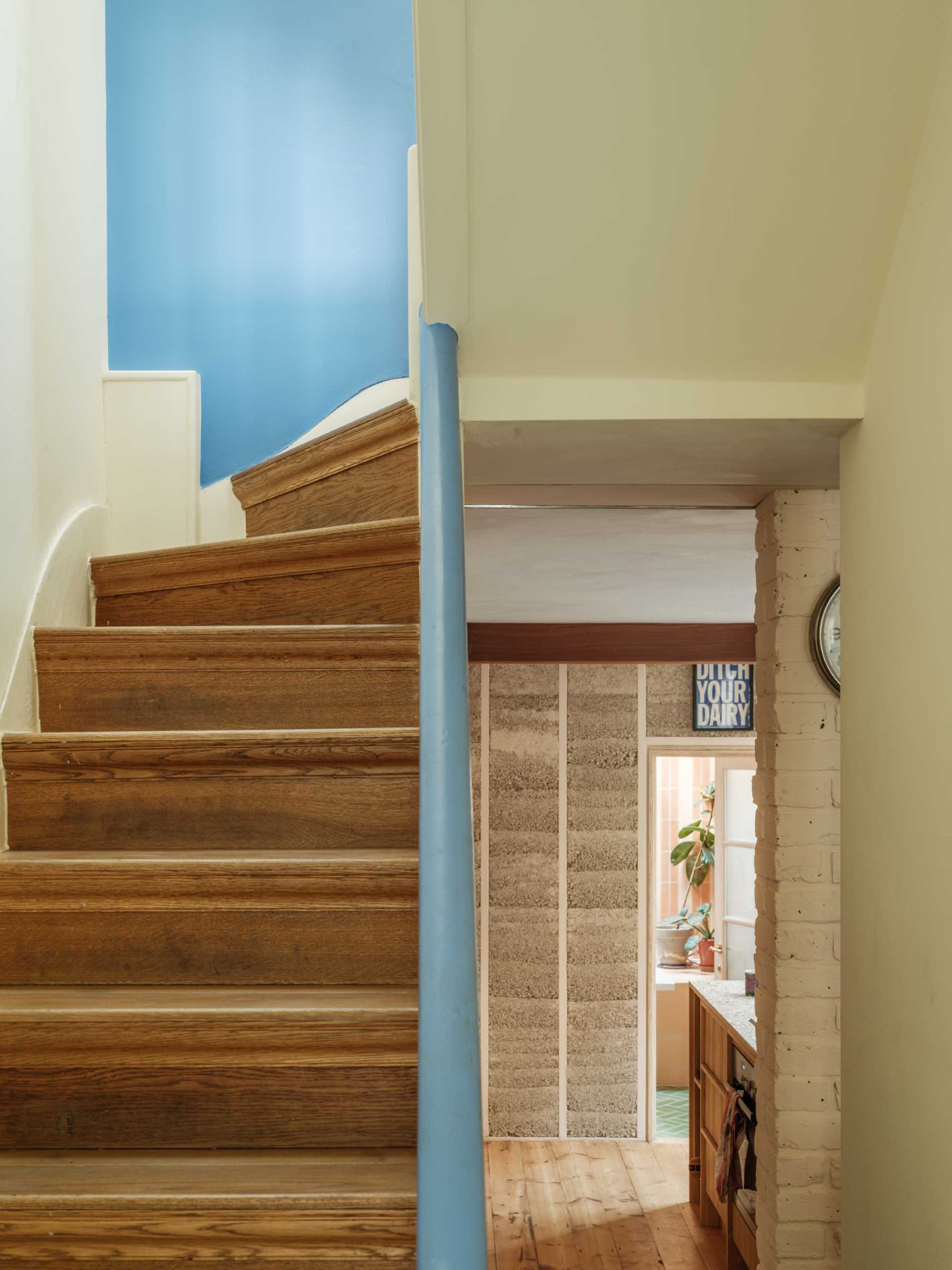 A new home extension displays unique hempcrete walls.