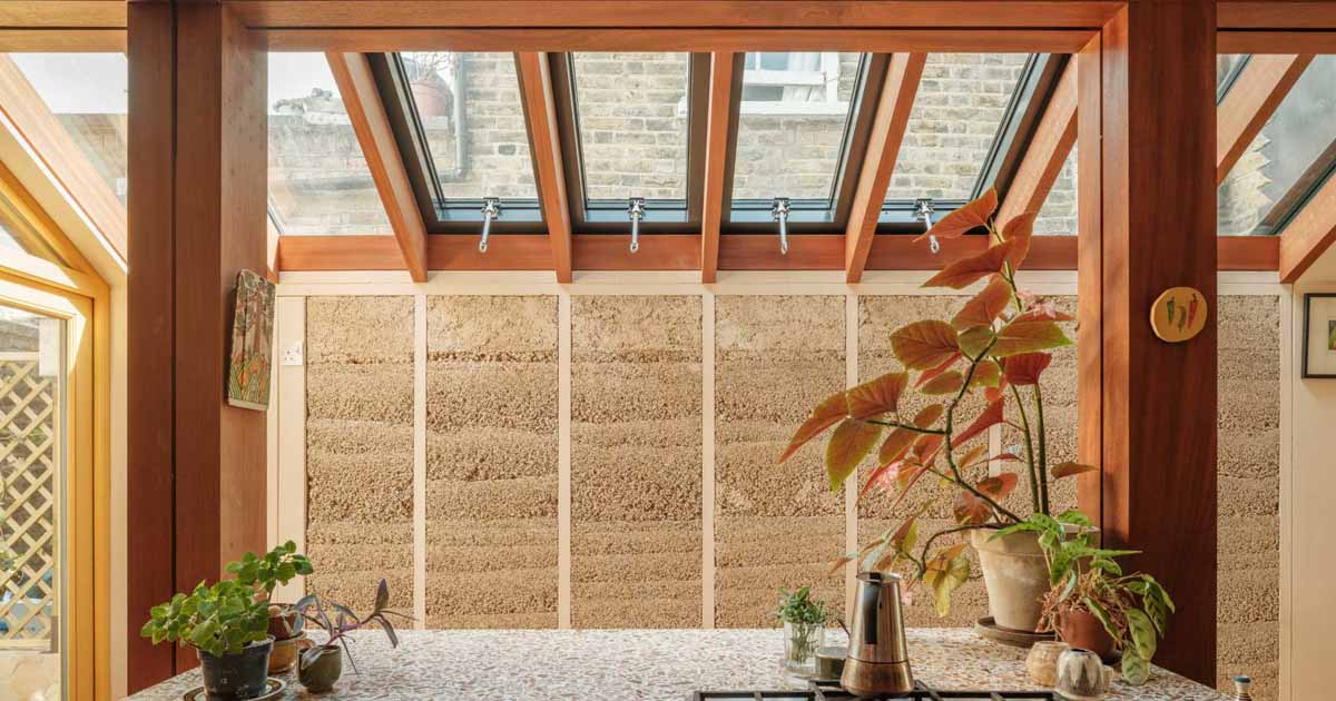 Hempcrete Walls Are On Display Inside This Home's New Extension