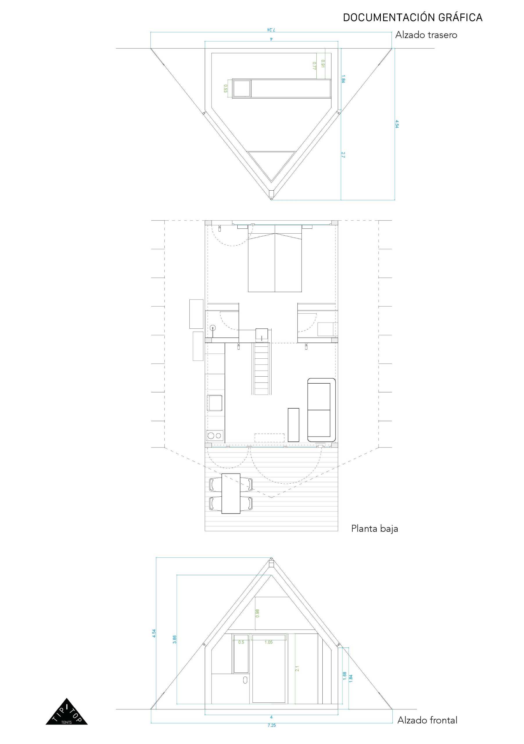 The floor plan for a modern glamping tent.