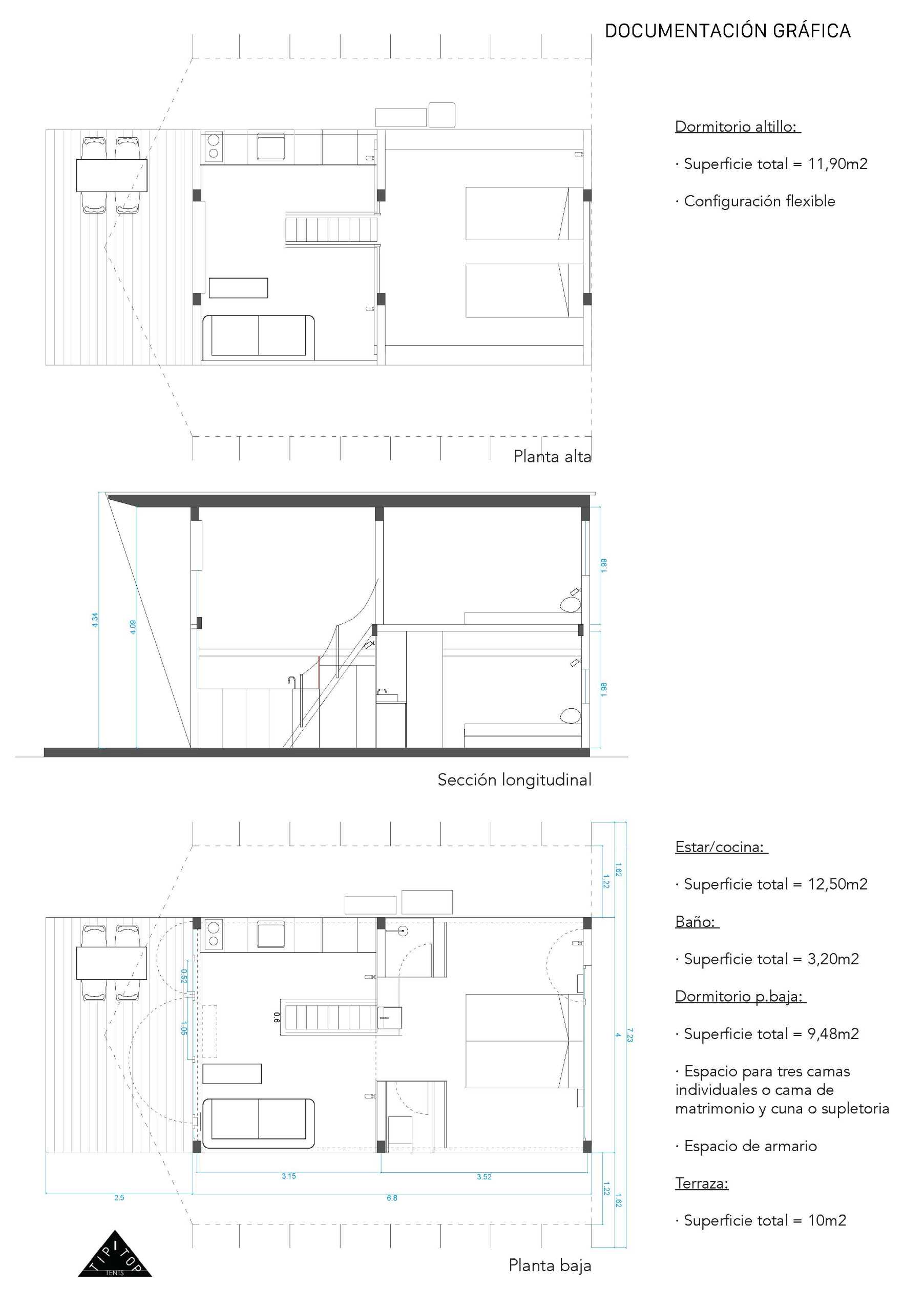 The floor plan for a modern glamping tent.