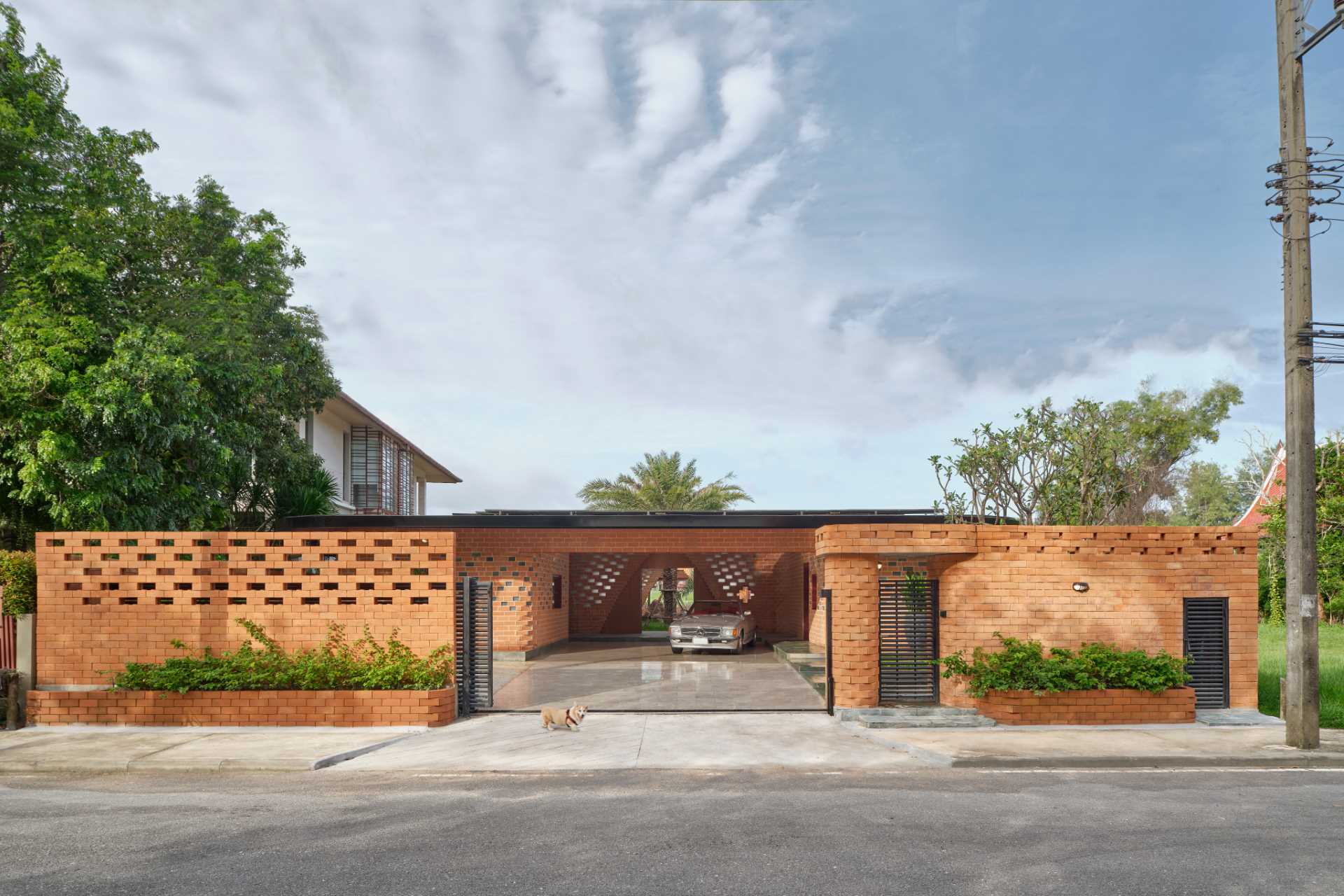 A contemporary brick house in Thailand.