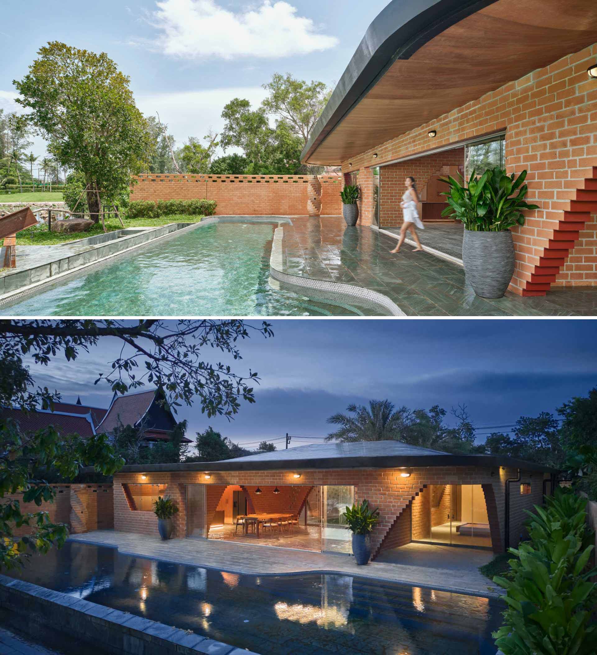 A contemporary brick house in Thailand.