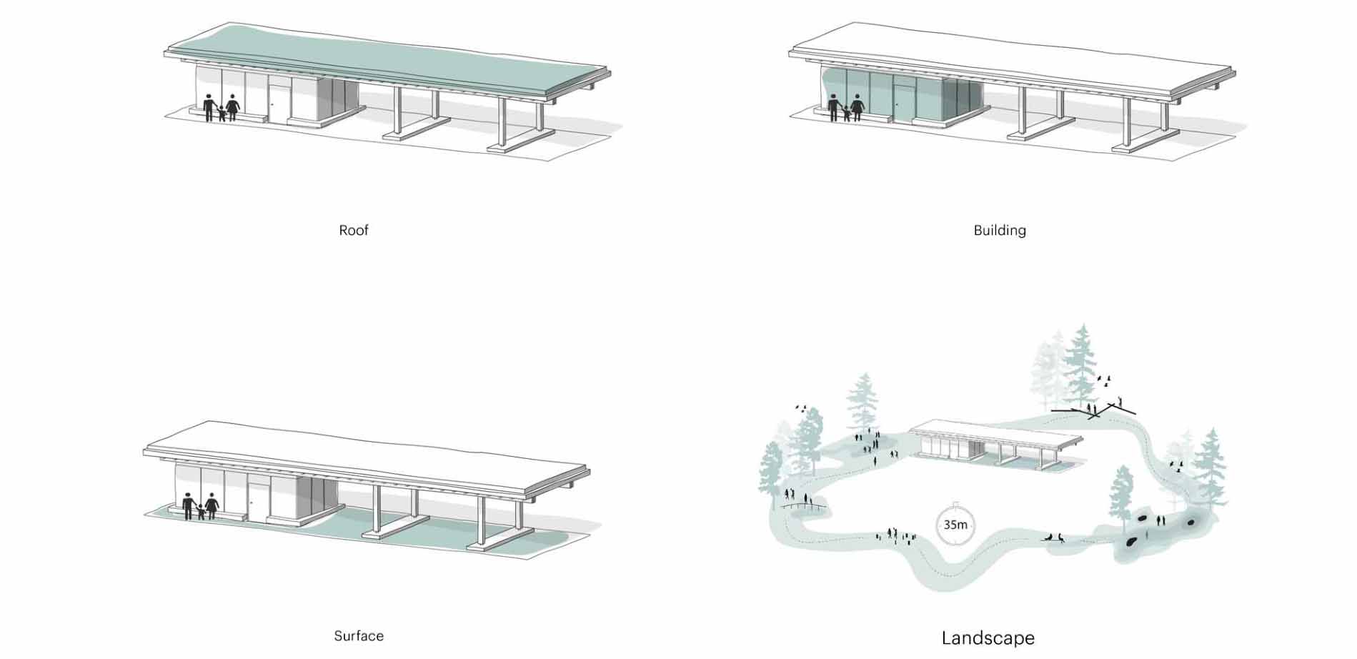 Design concept drawing for a contemporary charging station.