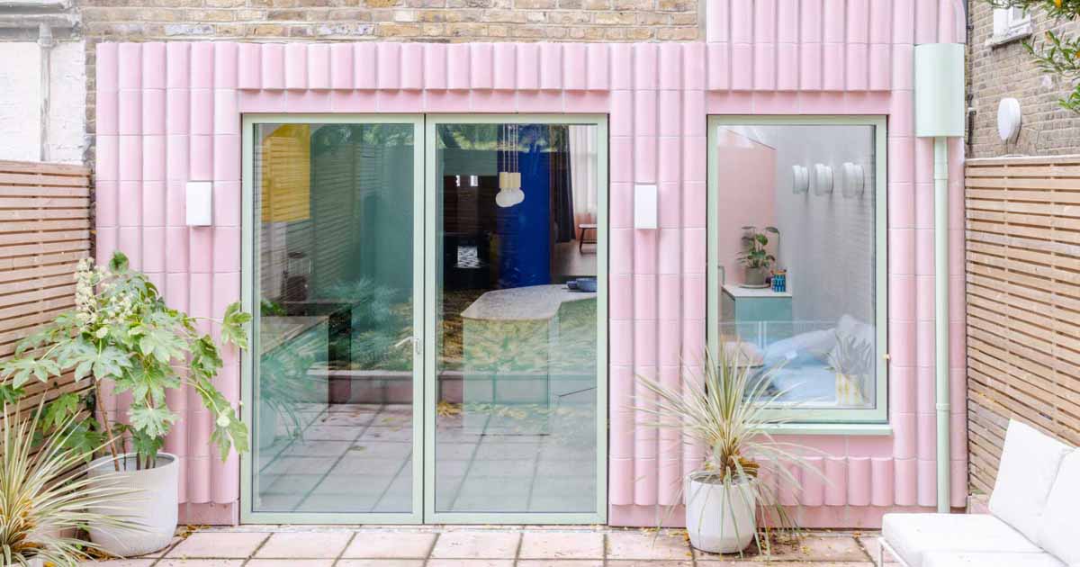 Glazed Pink Tiles Cover This New Home Addition