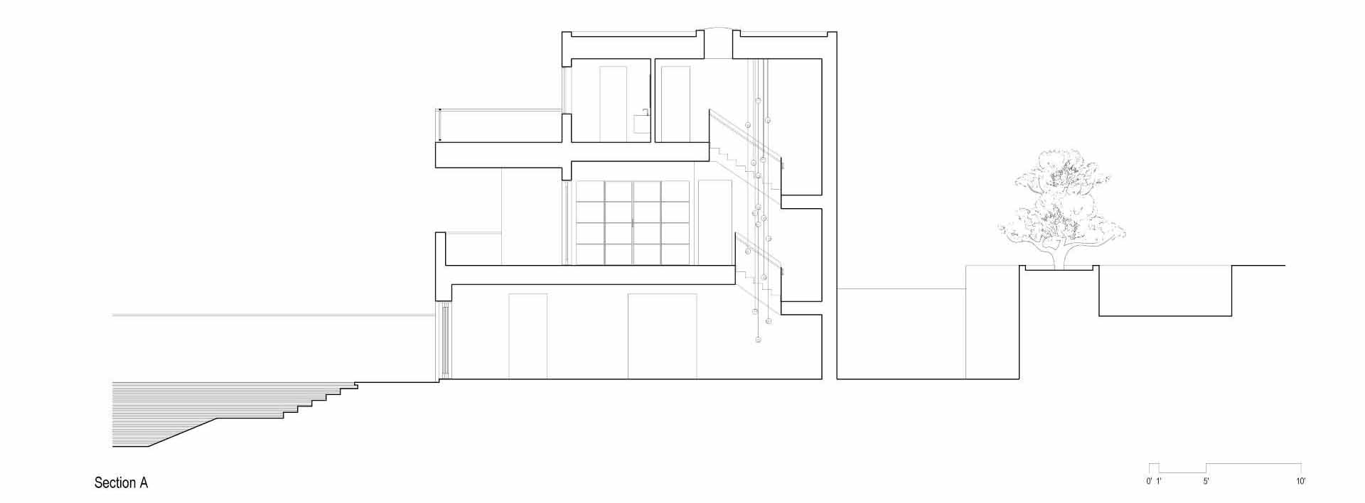 The architectural drawings for a modern three storey home.