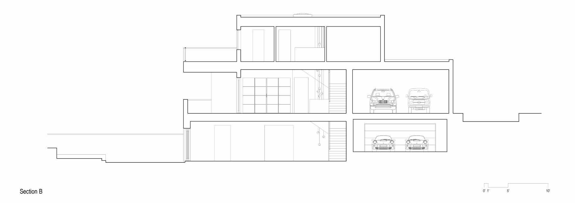 The architectural drawings for a modern three storey home.