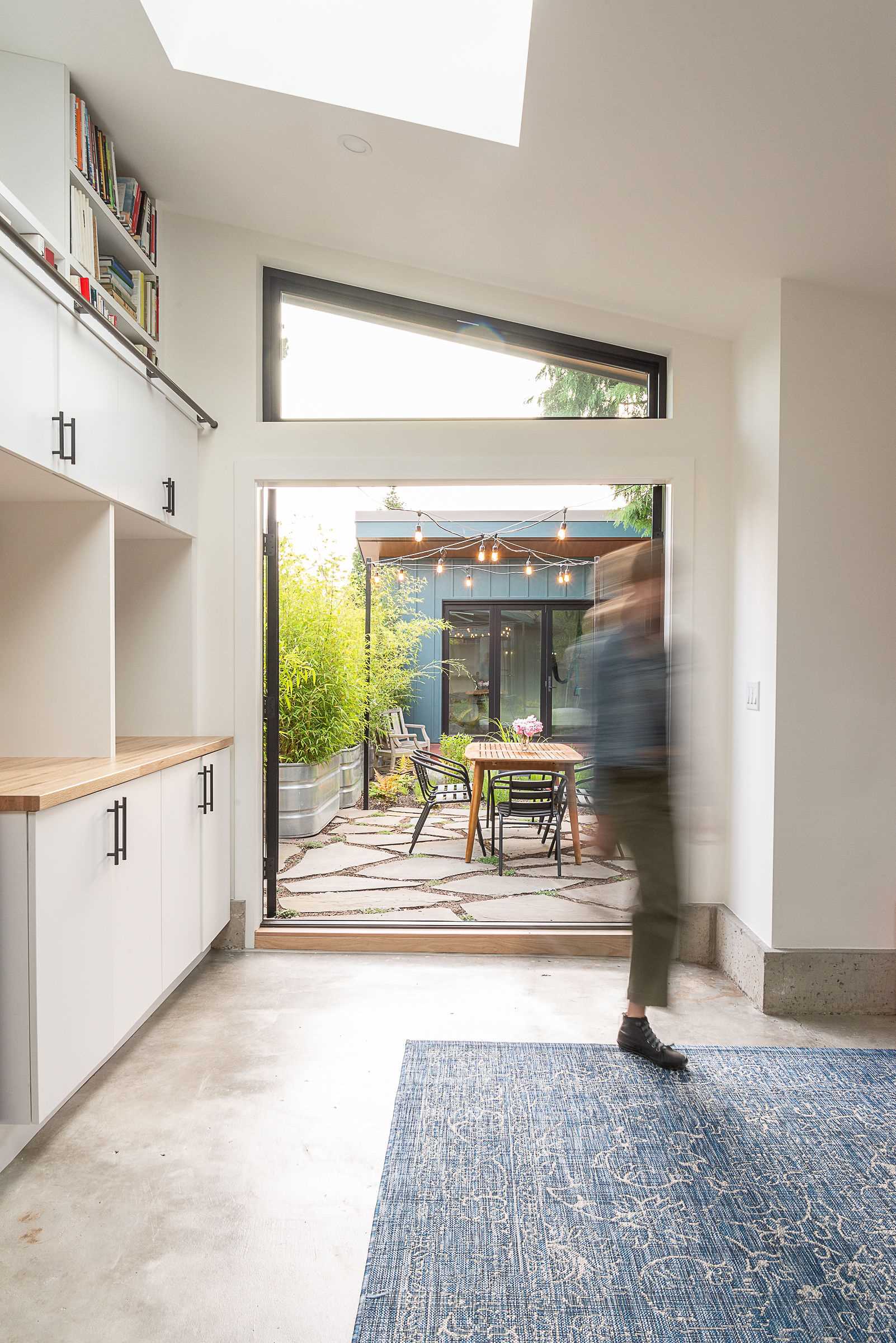 A backyard cottage designed as a home office.