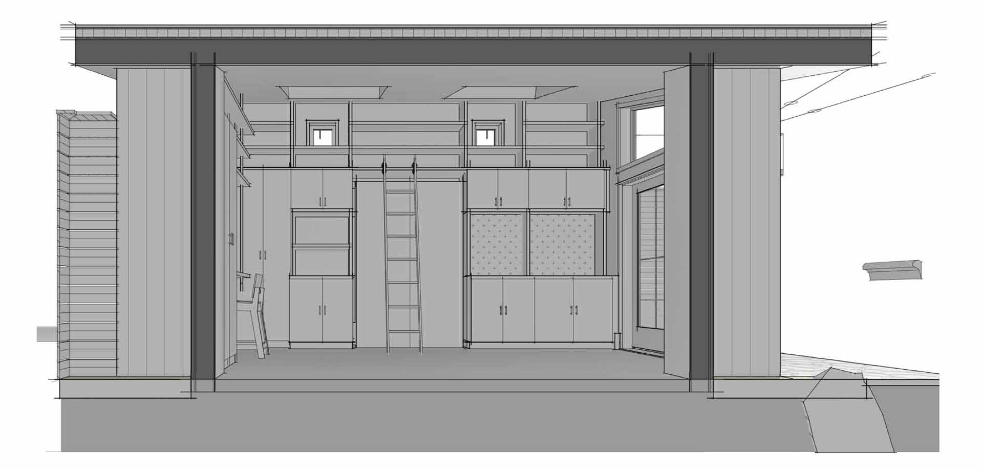 Architectural drawing for a backyard cottage.