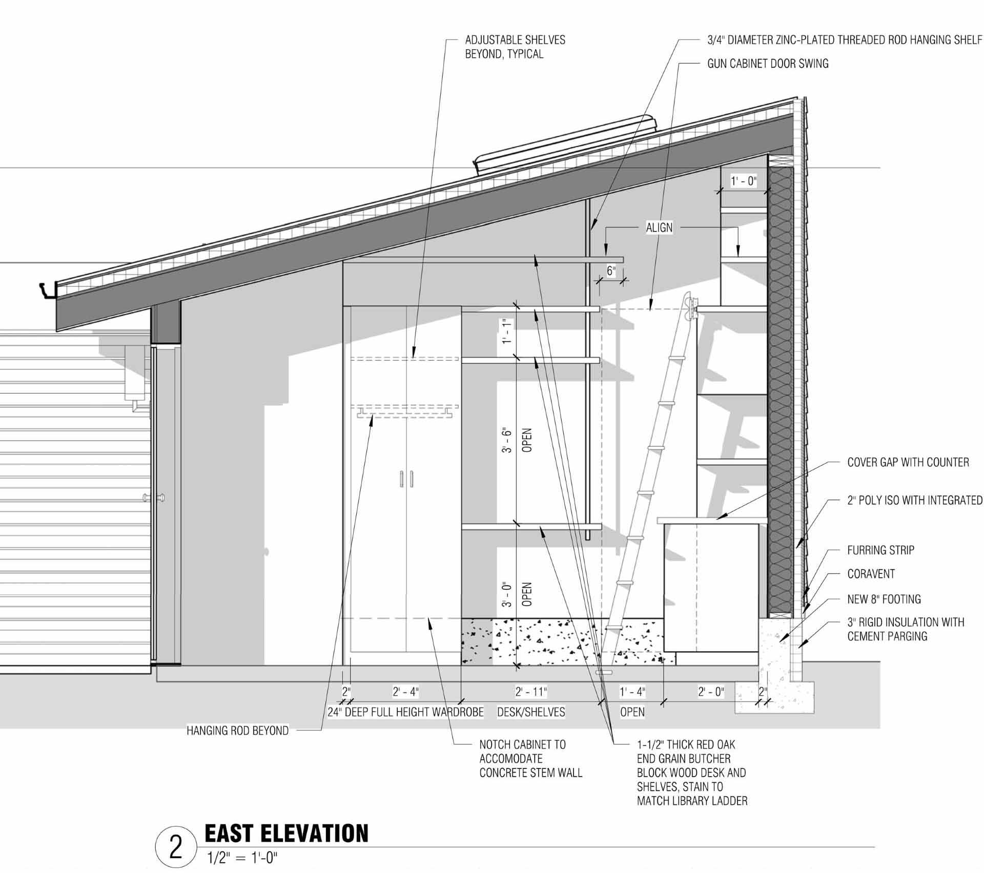 Architectural drawing for a backyard cottage.