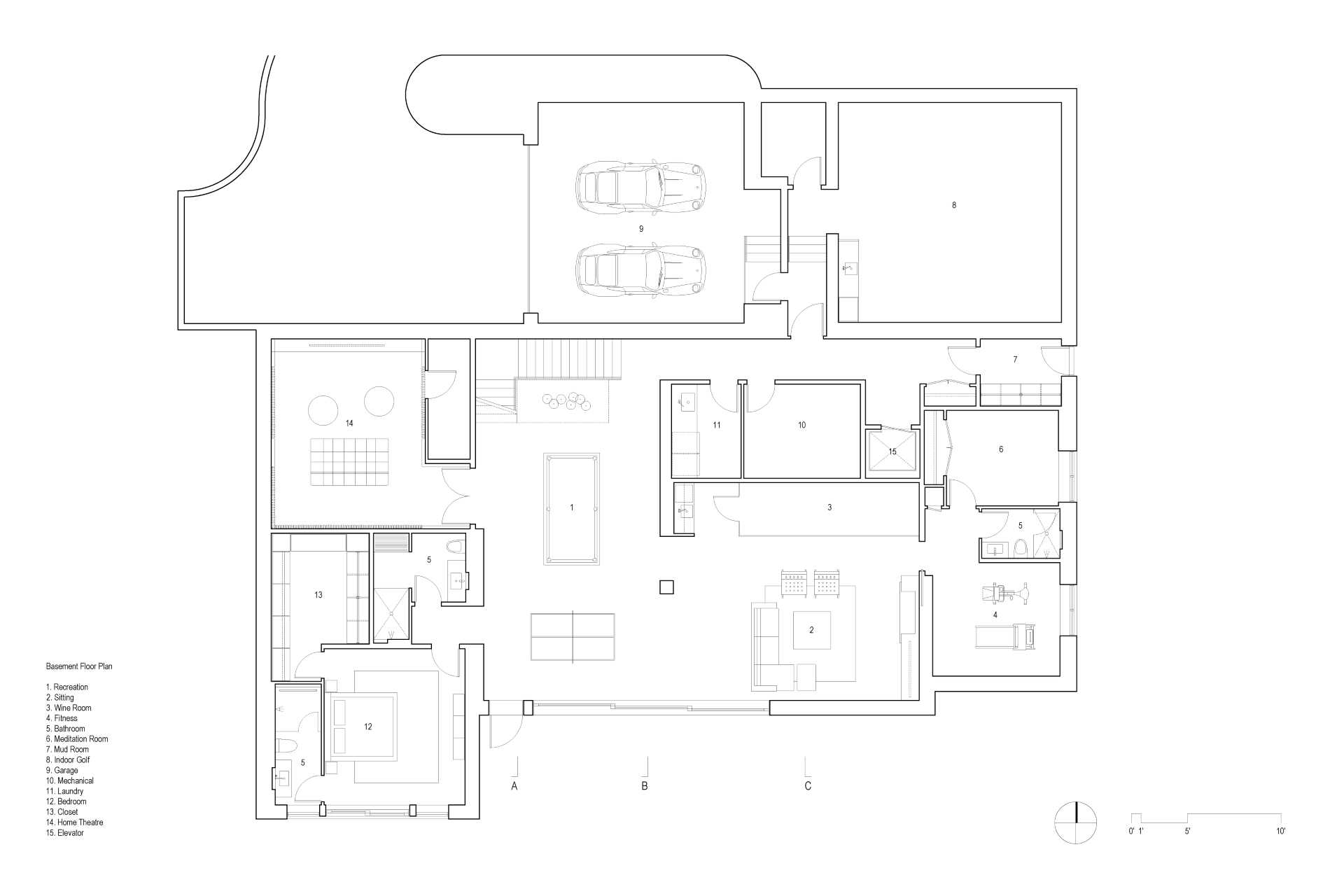 The architectural drawings for a modern three storey home.