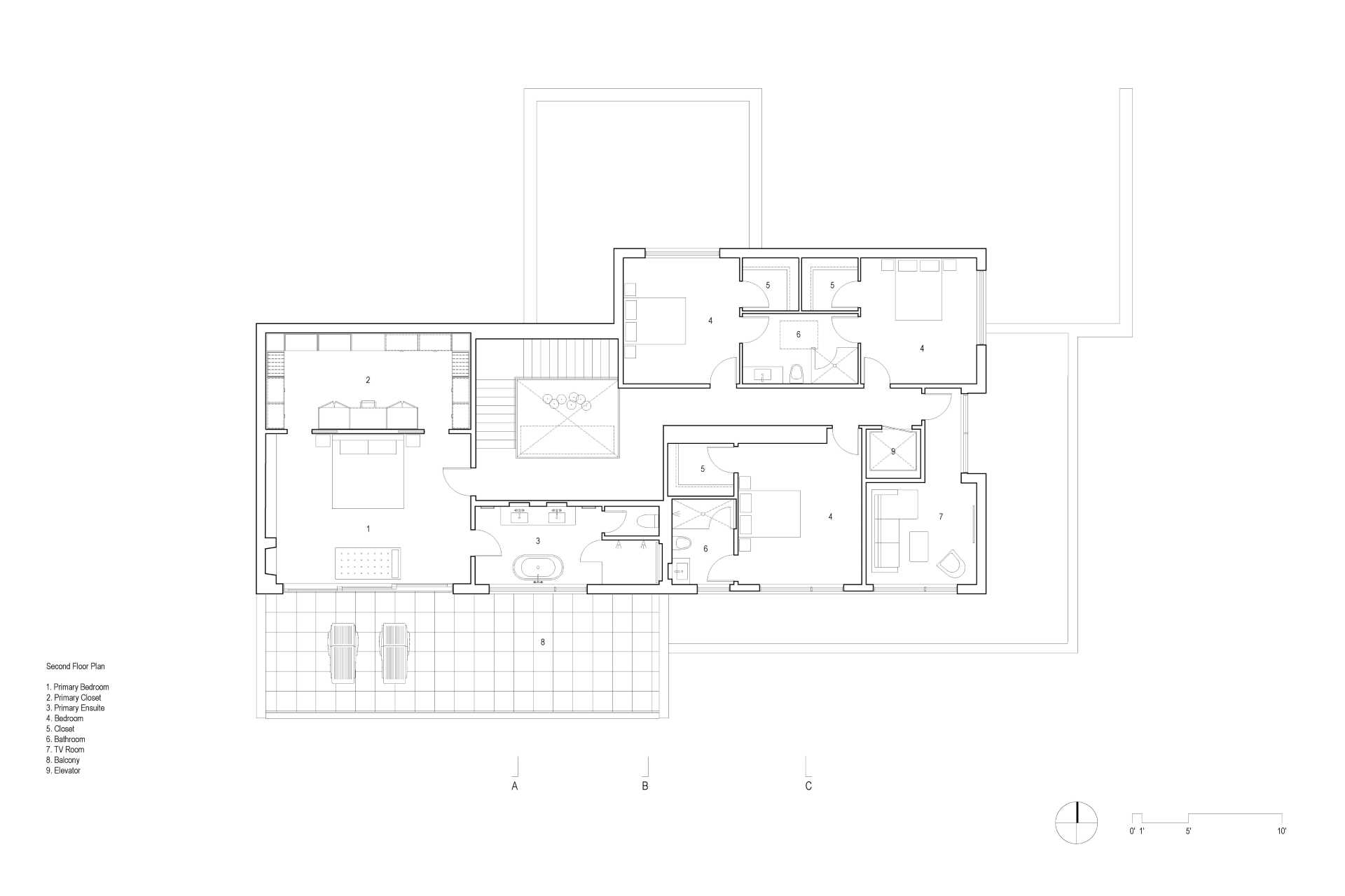 The architectural drawings for a modern three storey home.