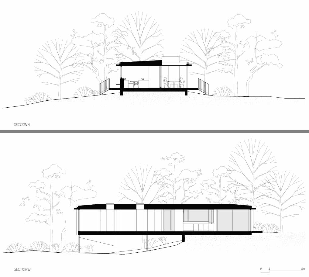 Architectural drawings of a modern summer home.