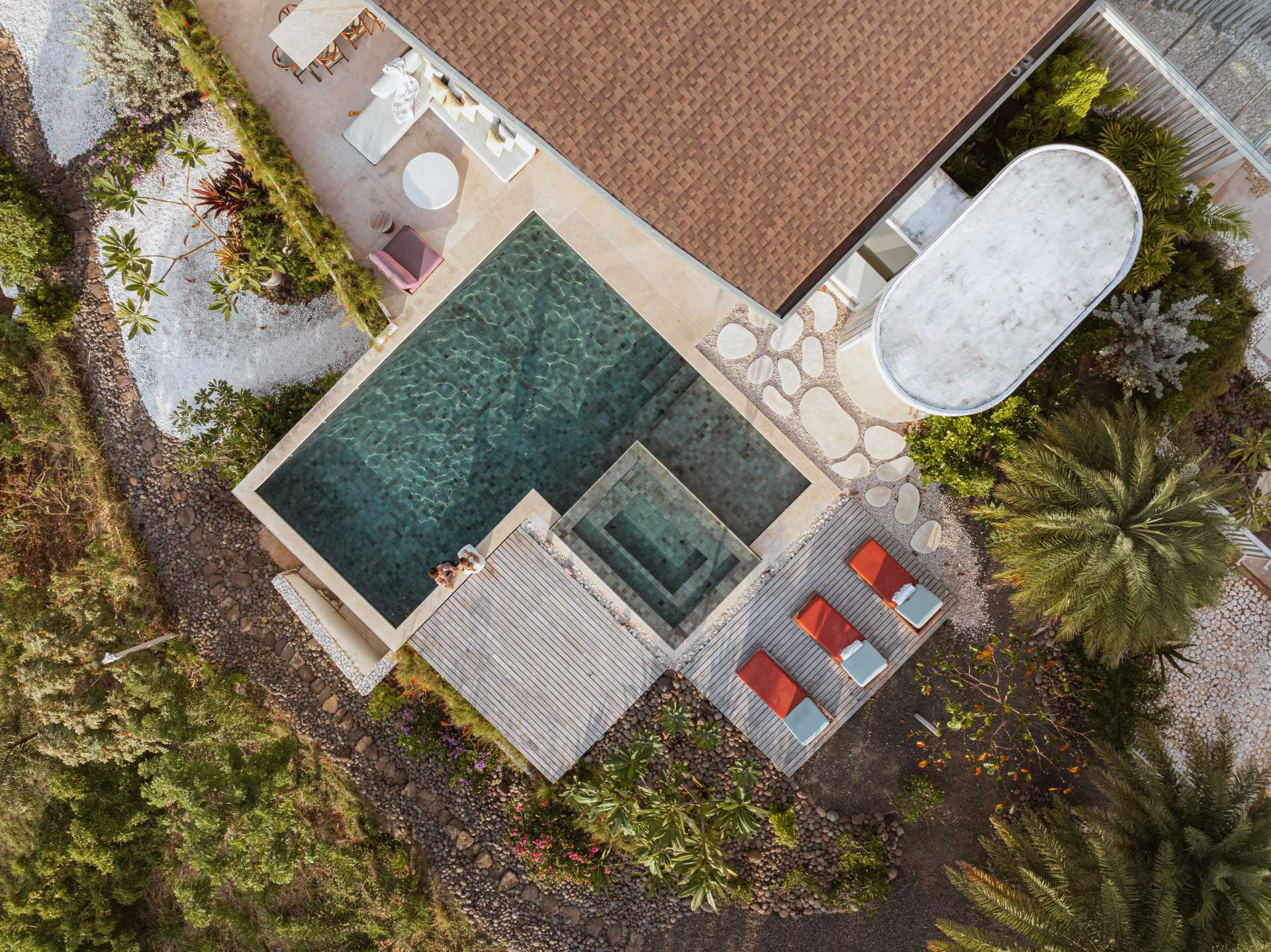 A modern house with a swimming pool.