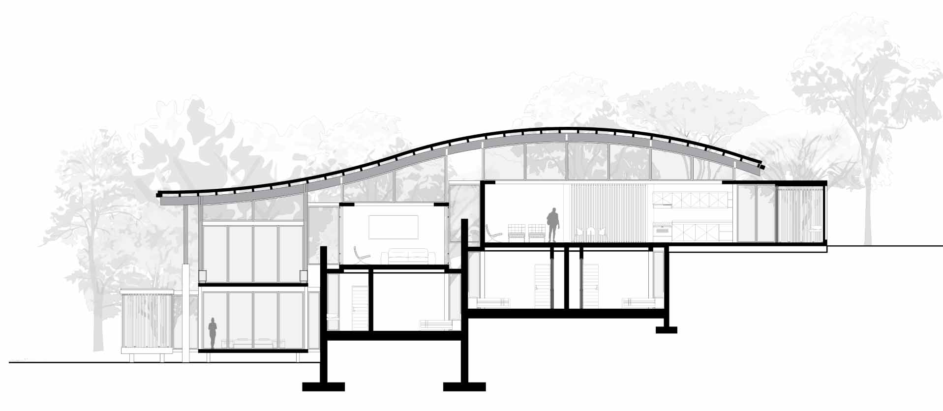 The architectural section drawing for a modern home.