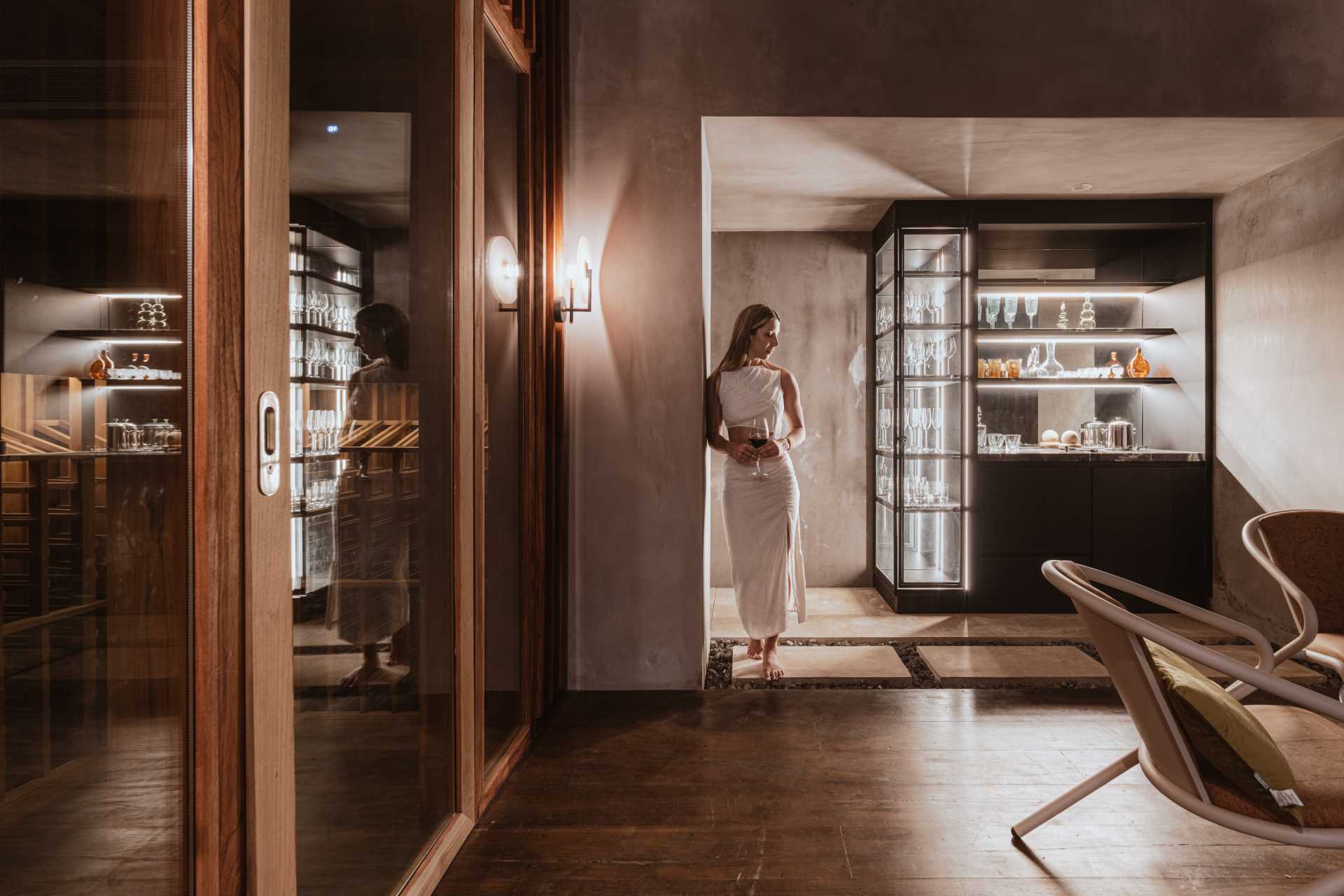 A modern wine room.