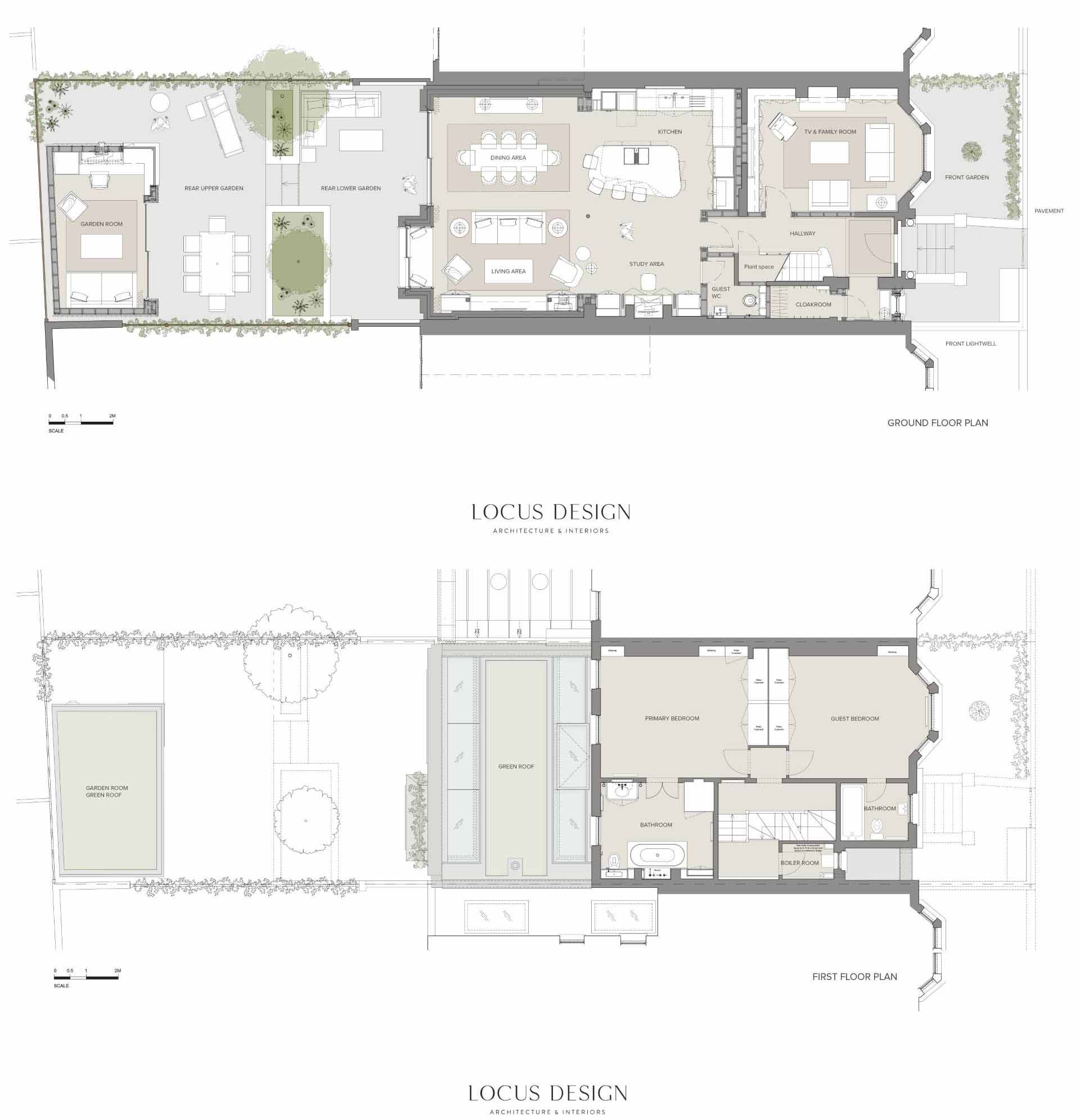 The architectural drawings of a renovated home.